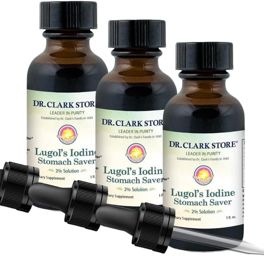 Tri. Clark Lugol.s Jodi 2% Solution - Aqueous ja 2% Granular Jodi - Natural Smaach Relief and Healthcare - 1 fl. Oz Dropper 3Pack