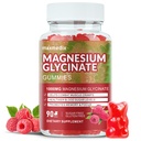Magnesium Glycinate Gummies 1000 mg, sokeriton magnesium Kaliumlisät purra aikuisille L-treonate uni, kehon tuki ja rentoutuminen,90 vadelma Gummies