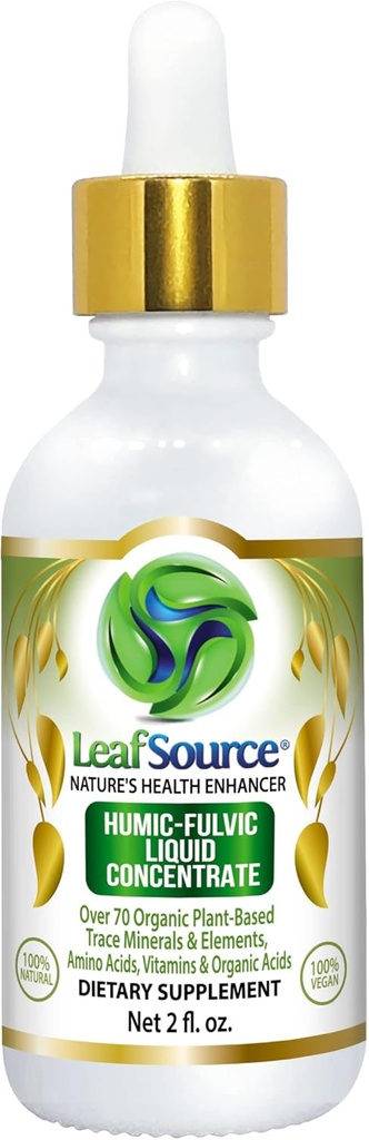 LEAFSOURCE Humic Fulvic Acid Liquid 2oz Trace Minerals med Electrolytes Collagen Vitaminer Superior Humic till Fulvic Ratio Mer Energy Gut Health Joint Health Immune Support Hydration 180 serv