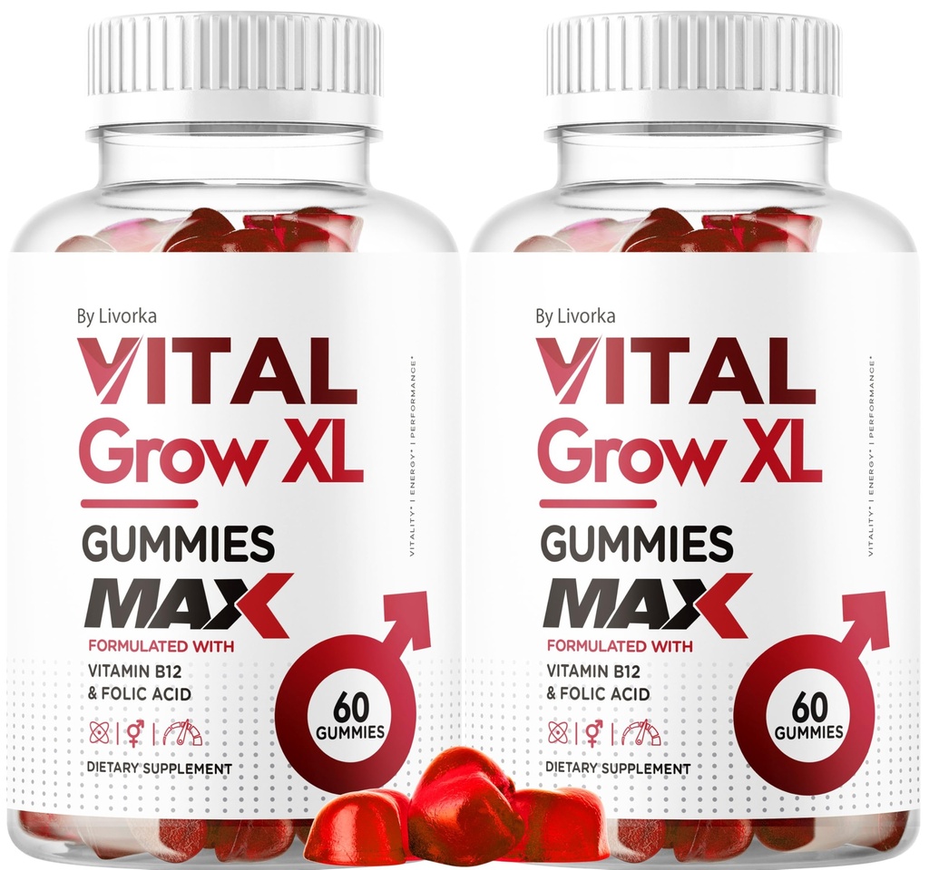 (2 Pack) Vital Grow XL Male Gummies - Mäns Performance Gummies 1050MG Vital GrowXL Blend, Vital Growth Gummy Advanced Gomitas Formel, 120 Gummies för 2 månader