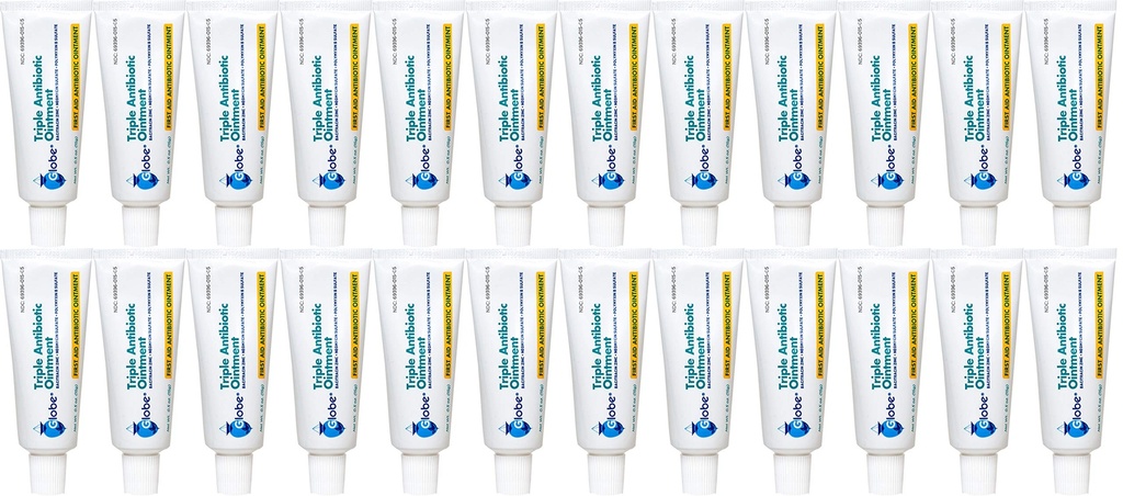 Globe Triple Antibiotic First Aid Ointment, 0,5 oz (24-Pack) Första hjälpen Antibiotisk salva, 24-timmars infektionsskydd, sårvårdsbehandling för mindre skrapor, bränder och skär
