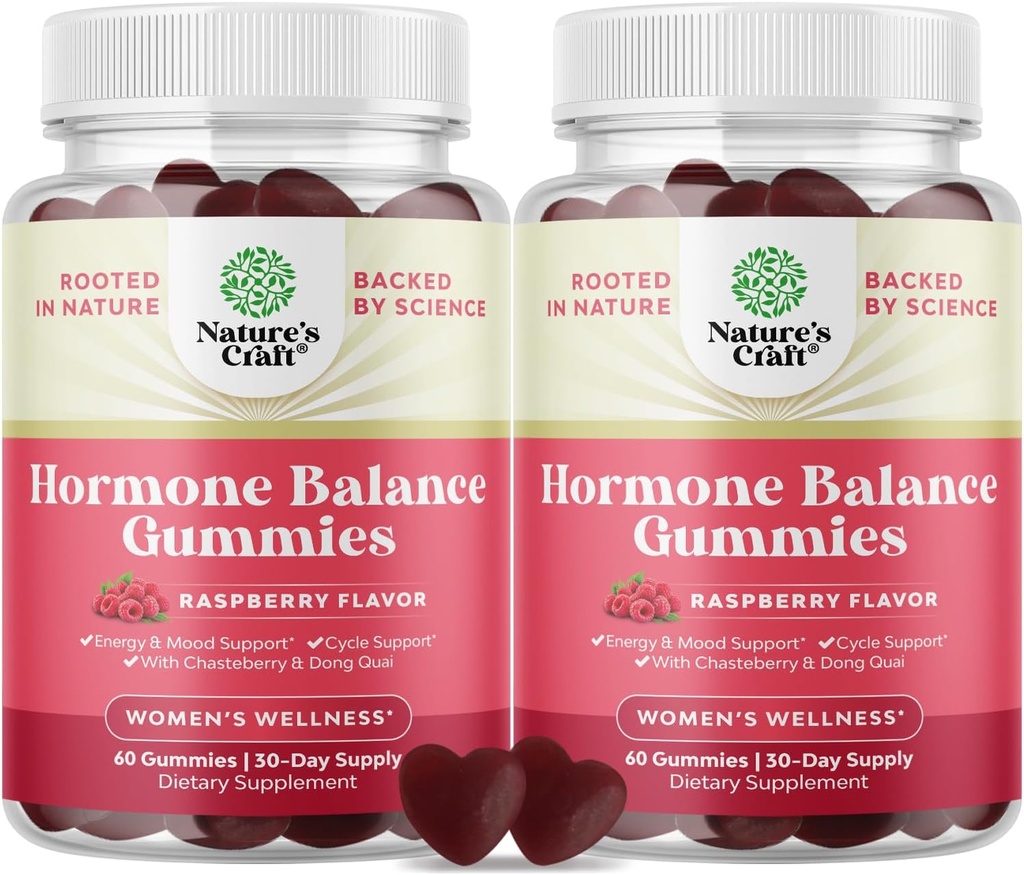 Hormoni Balance naisille Gummies of All Ages - PMS Tuki täydentää naisten säännellä kuukautiskierron & Hormonaalinen tasapaino Menopause & Mood Swings kanssa B6-vitamiinia & Dong Quai - 60 Chews - 2 pakkaus
