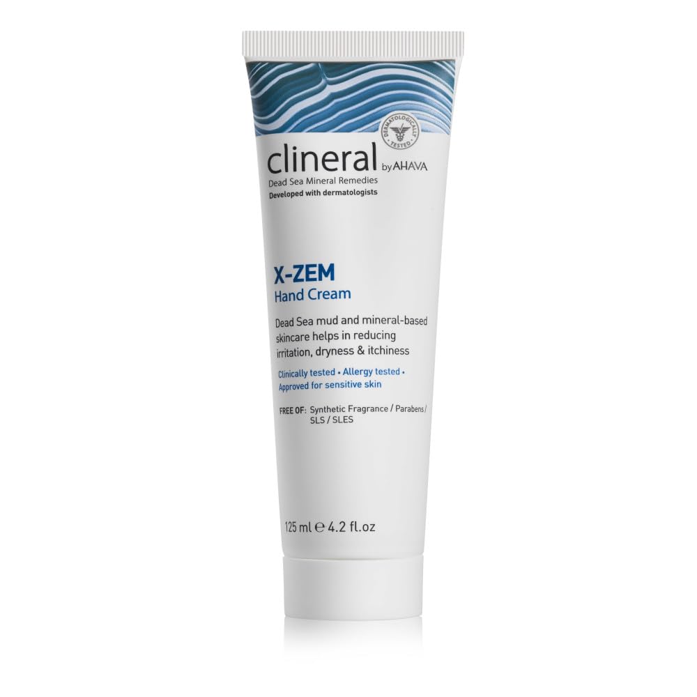 AHAVA Clineral X-Zem Hand Cream - lievittää ihottumaa, taistelee punoitusta, kuivuutta ja kutinaa, pehmentää kuivia ja karkeita paikkoja, Hippofae Oil, Shea Butter & Osmoter, 4.2 Fl.Oz