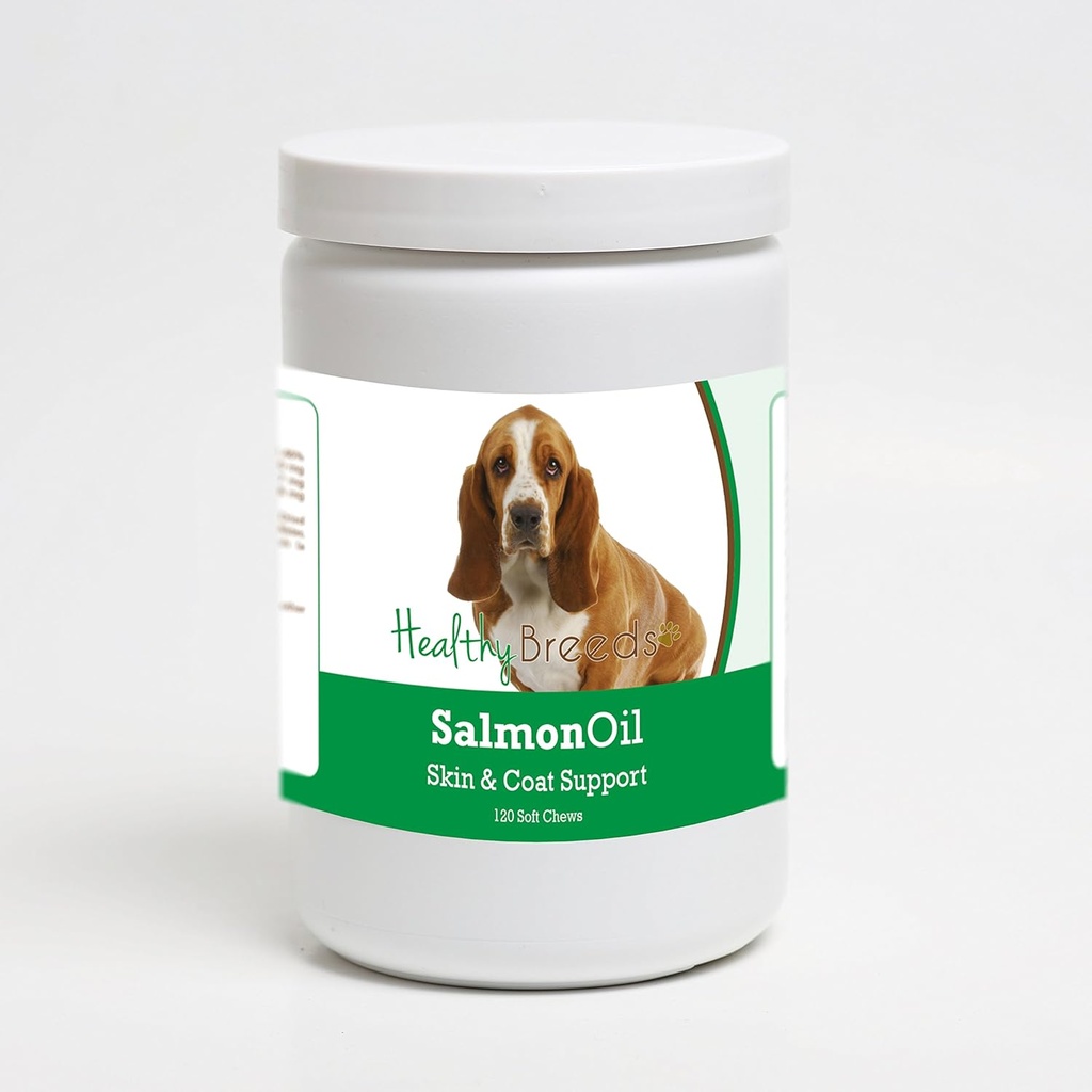 Hälsosamma raser Basset Hound Salmon Oil Soft Chews 120 Count