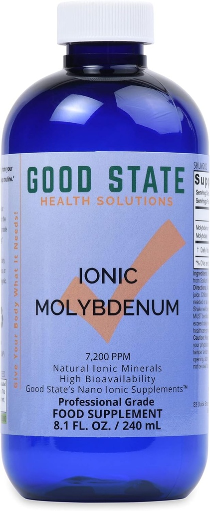 Good State Liquid Ionic Molybdenum (96 annosta 2 mg elementaarisella annoksella ja 2 mg fulviinihappoa - 8 fl oz)