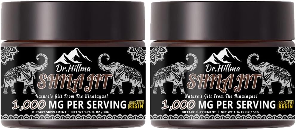 Pure Shilajit Hartsi, aito Golden Grade A, 1000mg Maksimiteho Organic Natural Shilajit Hartsi Fulvic Acid for Energy,Immuunituki,50 Grams,2 Pack