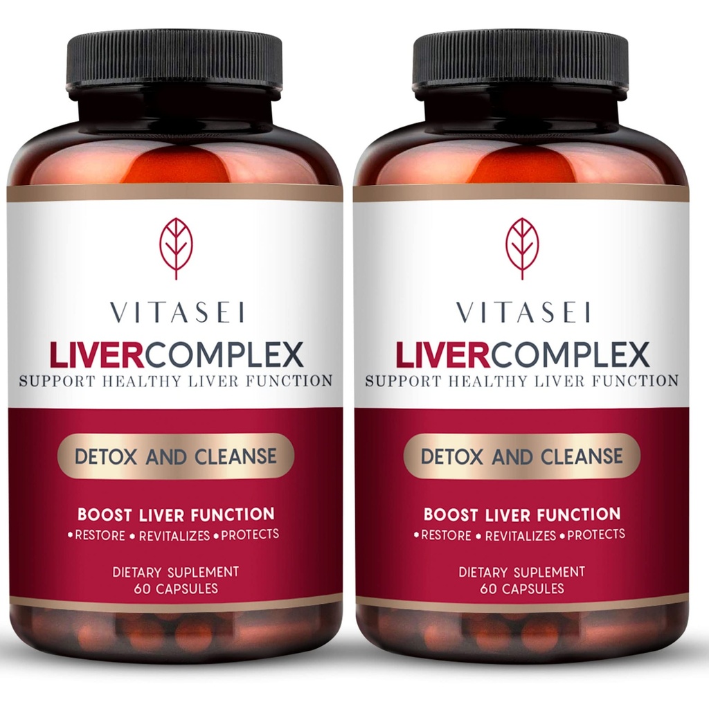 VITASI Liver Cleanse Detox & Repair, Liver Complex W/Milk Thtle Extract, Garcinia, Curcumin C3, Support Herbal Dietary Supplement, Detox Formula for Women & Men, 60 Kapseli (Pakkaus 2)