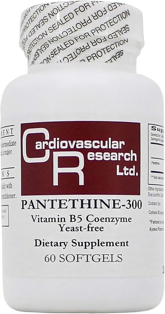 Pantetiini 300 mg (Pantesin) 60 Softgels - 2 pakkaus - Ekologinen Formula / Kardiovaskulaarinen tutkimus