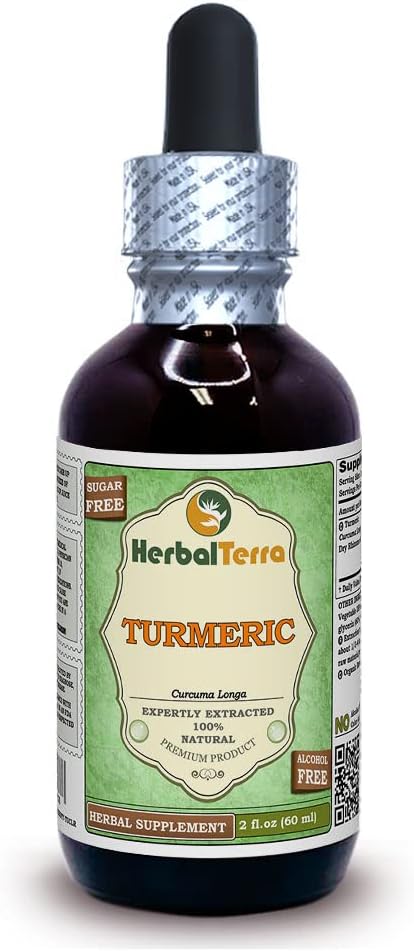 Kurkuma (Curcuma Longa) Glyseriitti, luomukuivattu ritsomi alkoholiton nesteuute 2 oz