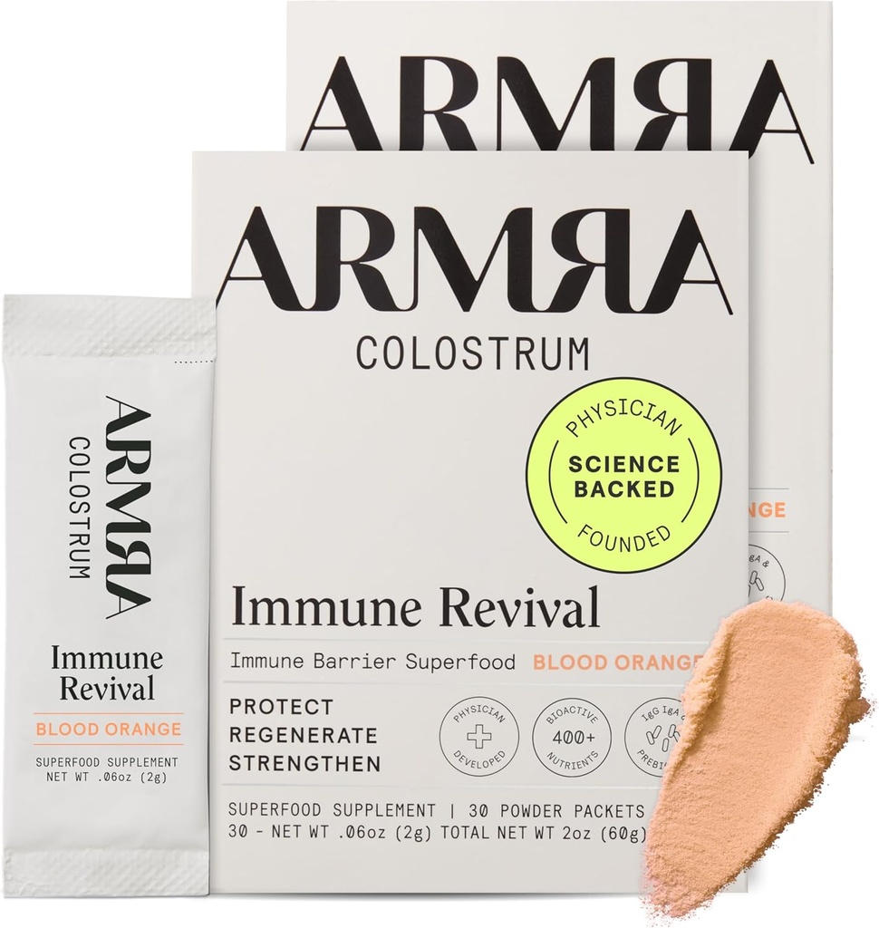 ARMRA ColostrumTM Powder | Blood Orange | Gut Health & Bloating | Hud & Hår | Immunitet | Keto, Gluten & Fat-Free | 60 portioner