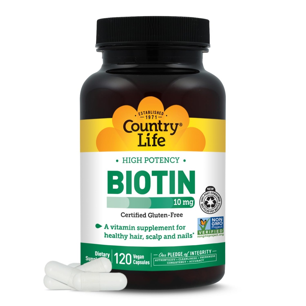 Maa Life High-Potency Biotin 10mg - Vegaani & Gluteeniton Biotin Supplement for Skin & Nails, Energy Metabolia - Biotin 10000 mcg kapselit