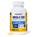 Oceanblue Professional Triple Strength Omega DPA Fish Oil Supplements 2100mg, High Potency EPA DHA, Wild Caught, Burpless, 69 Tarjoilut (138 Count Natural Orange Flavor)