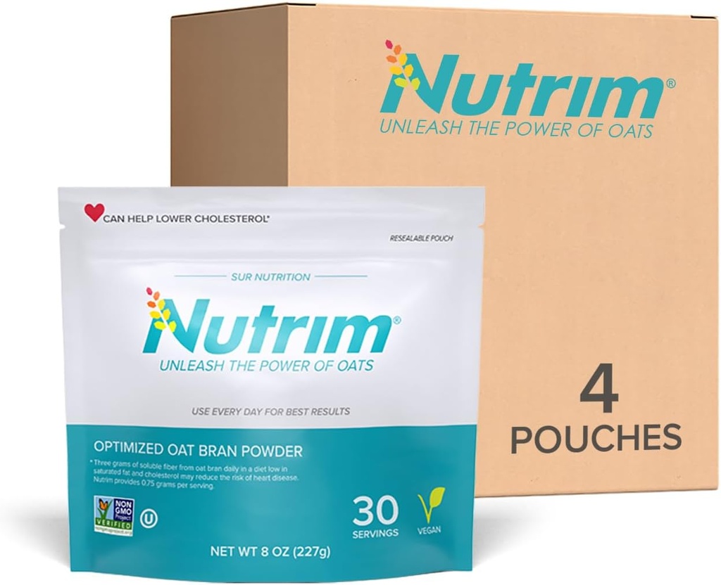 Nutrim Kaura leseet Powder 750 mg Beta Glucan per Tarjoilu - Helppo-Mix Liukoinen kuitu Cholesterol Management & Immuuni tuki - Heart Terve, ei-GMO & Vegaani kaurajauhe