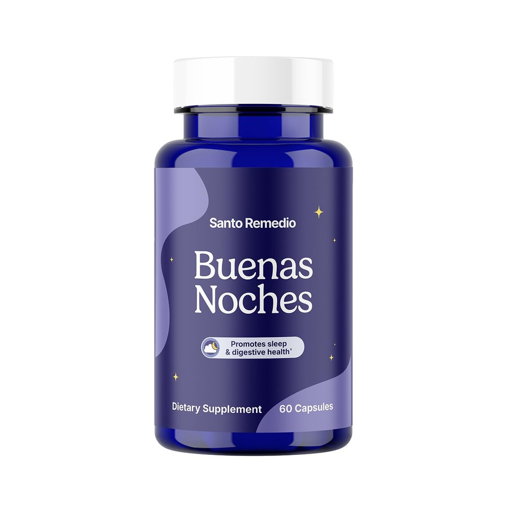 Santo Remedio Buenas Noches, edistää unta, tukee ruoansulatusterveyttä, sisältää Zylaria®, DE111® (Probiootit), melatoniini
