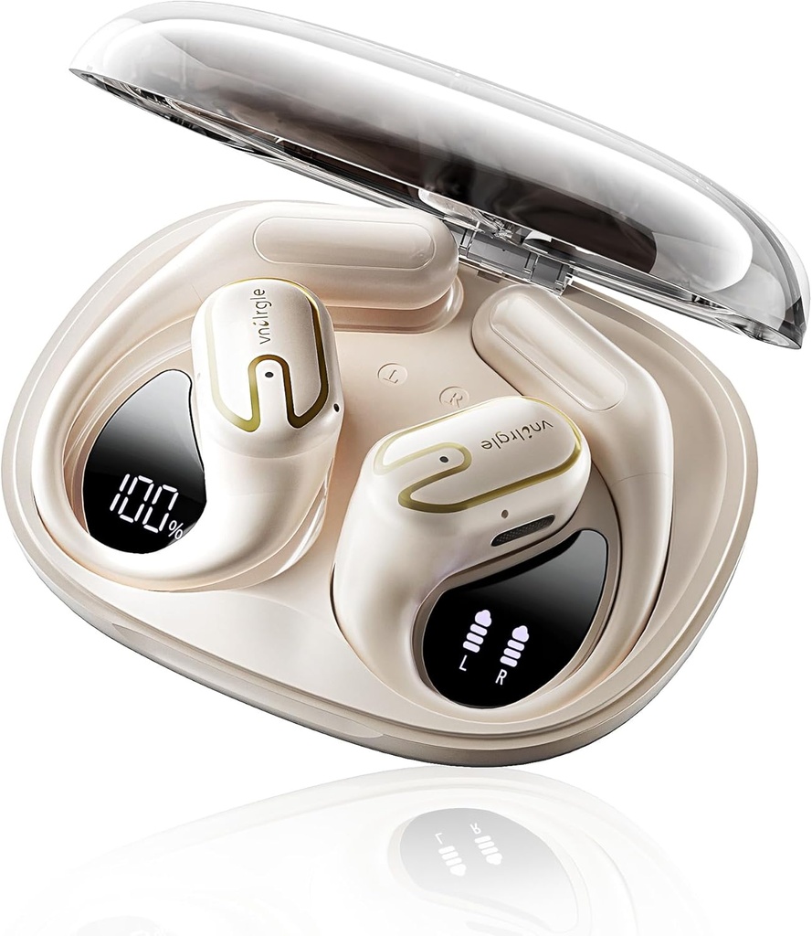 Avaa kuulokkeet kuulokkeet kuulokkeet langaton - 5,4 Bluetooth korvannuket LED digitaalinen näyttö IPX7 vedenpitävä, langaton kuulokkeet Touch Control Air Conduction Stereo Ääni 18,2mm Ajurit 80H Leikkiaika