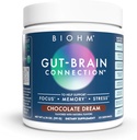BIOHM Gut-Brain Connection Memory & Focus Supplement (6.74 Oz, 30 Servings) Tukee Gut Health & Cognitive Well-being, auttaa parantamaan mielialaa, probiootit, leijonan Mane & Bacopa Monneiri, suklaamaku