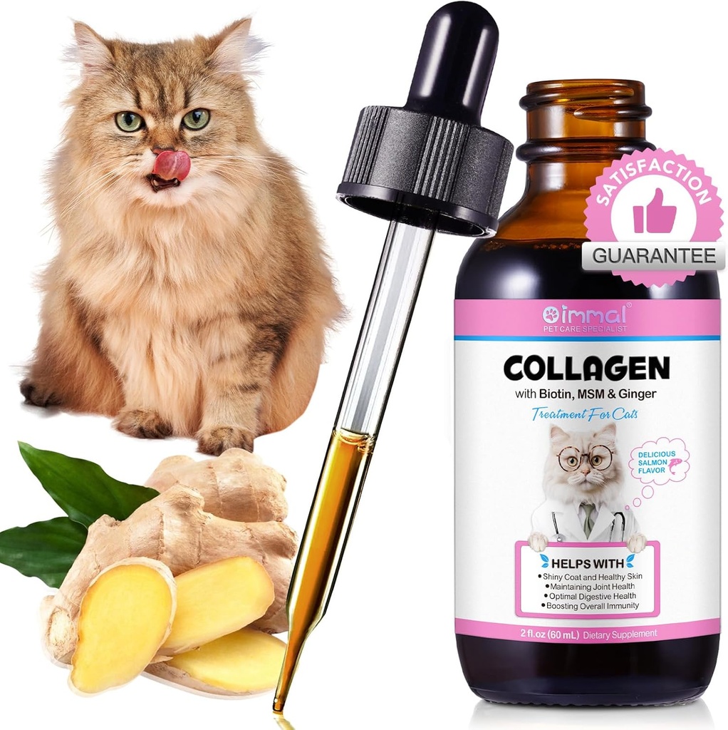 Kollagen för Cats 2 fl.oz, Liquid Collagen för Cats Drops, Premium Grass-fed Collagens för Cat Skin och Coat Supplement, Itch Relief for Cat with Allergies Immunity, med Bovine Collagens, Biotin, MSM