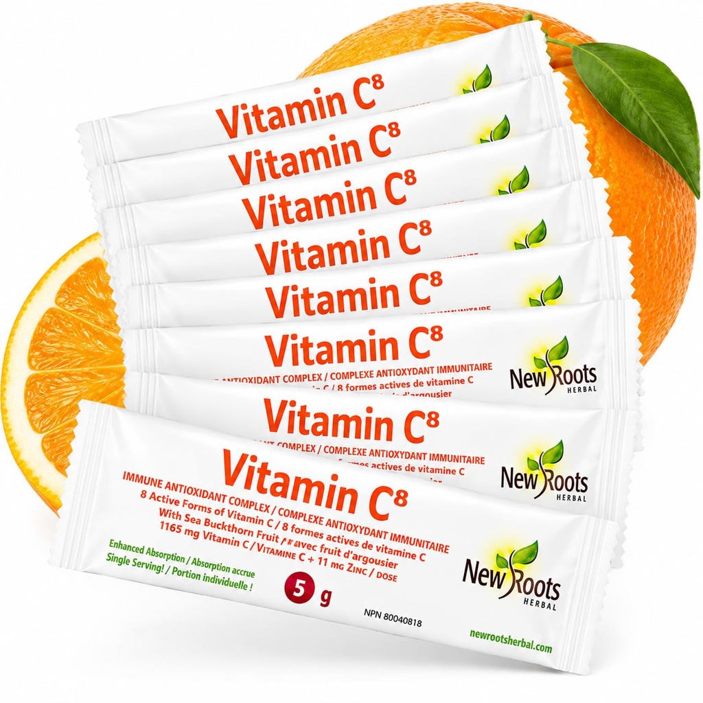 C8-vitamiini Powder Immuunituki (30 sakkaa) Herkullinen juoma 8 eri muodossa C-vitamiinia, elektrolyyttejä, bioflavonoideja ja vihreää teetä maksimaalisen imeytymisen ja antioksidantti puolustus