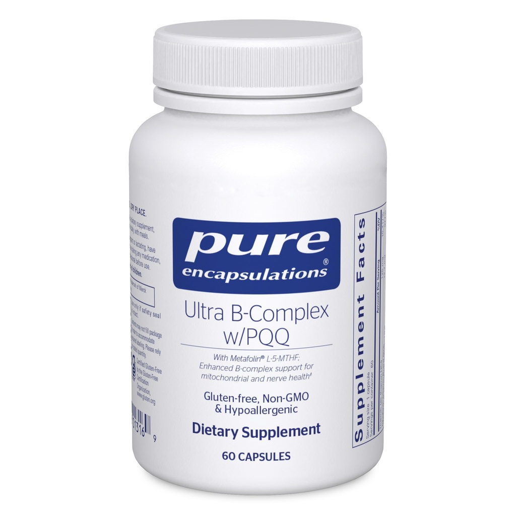 Rena inkapslingar Ultra B-Complex med PQQ | Vitamin B Supplement för att stödja nerver, celler, metylering och Mitochondrial hälsa * | 60 kapslar