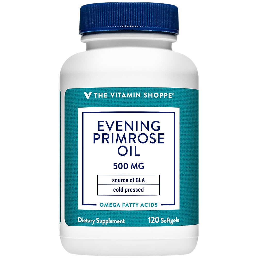 Vitamiini Shoppe Ilta Primrose Oil 500MG, luonnollinen lähde GLA (Gammia Linoleenihappo), täydentää naisten terveyden ja hormonitasapaino (120 Softgels)