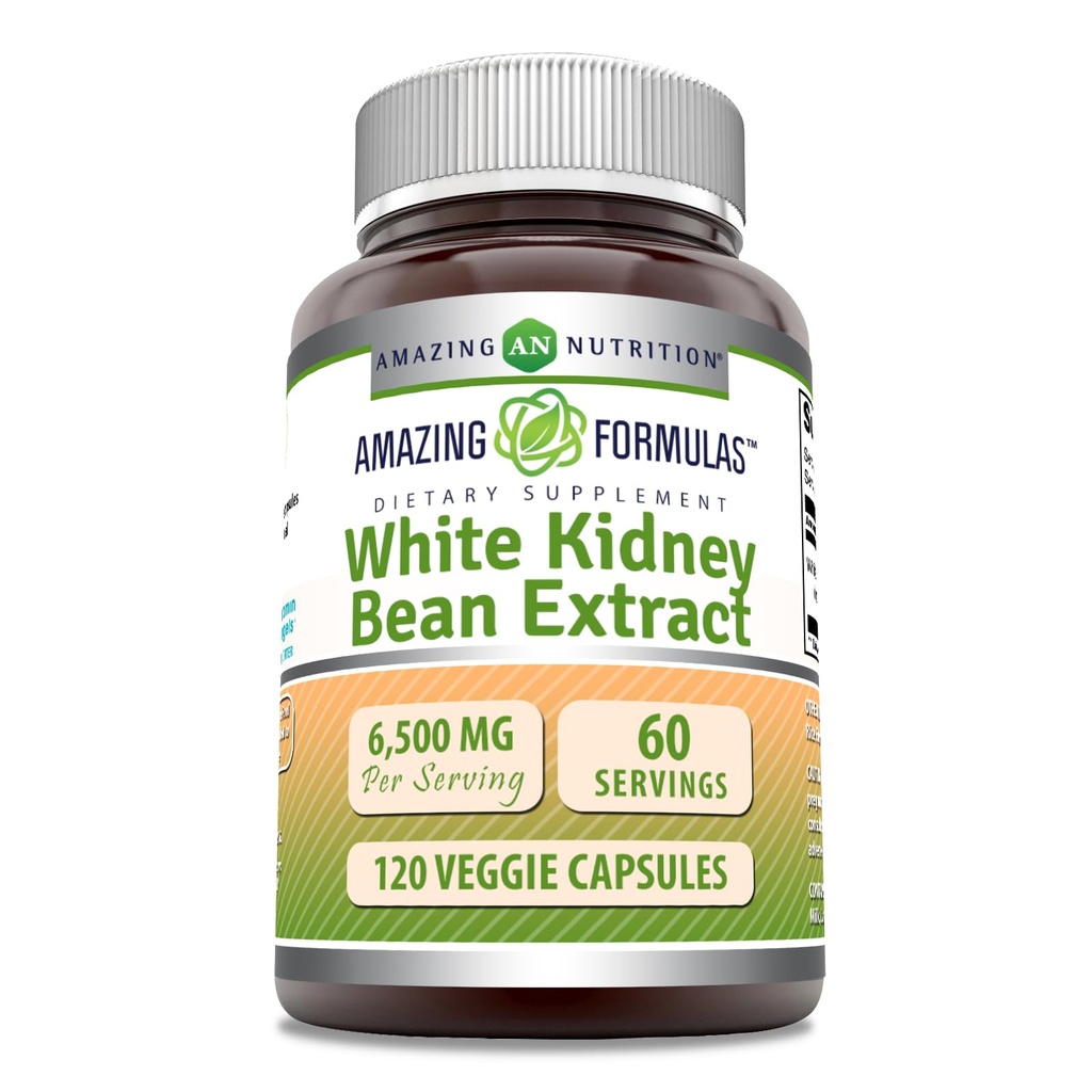 Fantastiska formler White Kidney Bean Extract 6500 Mg | Vegetariska kapslar | Icke-GMO | Gluten-Free | Made in USA (1 Pack | 120 Count)