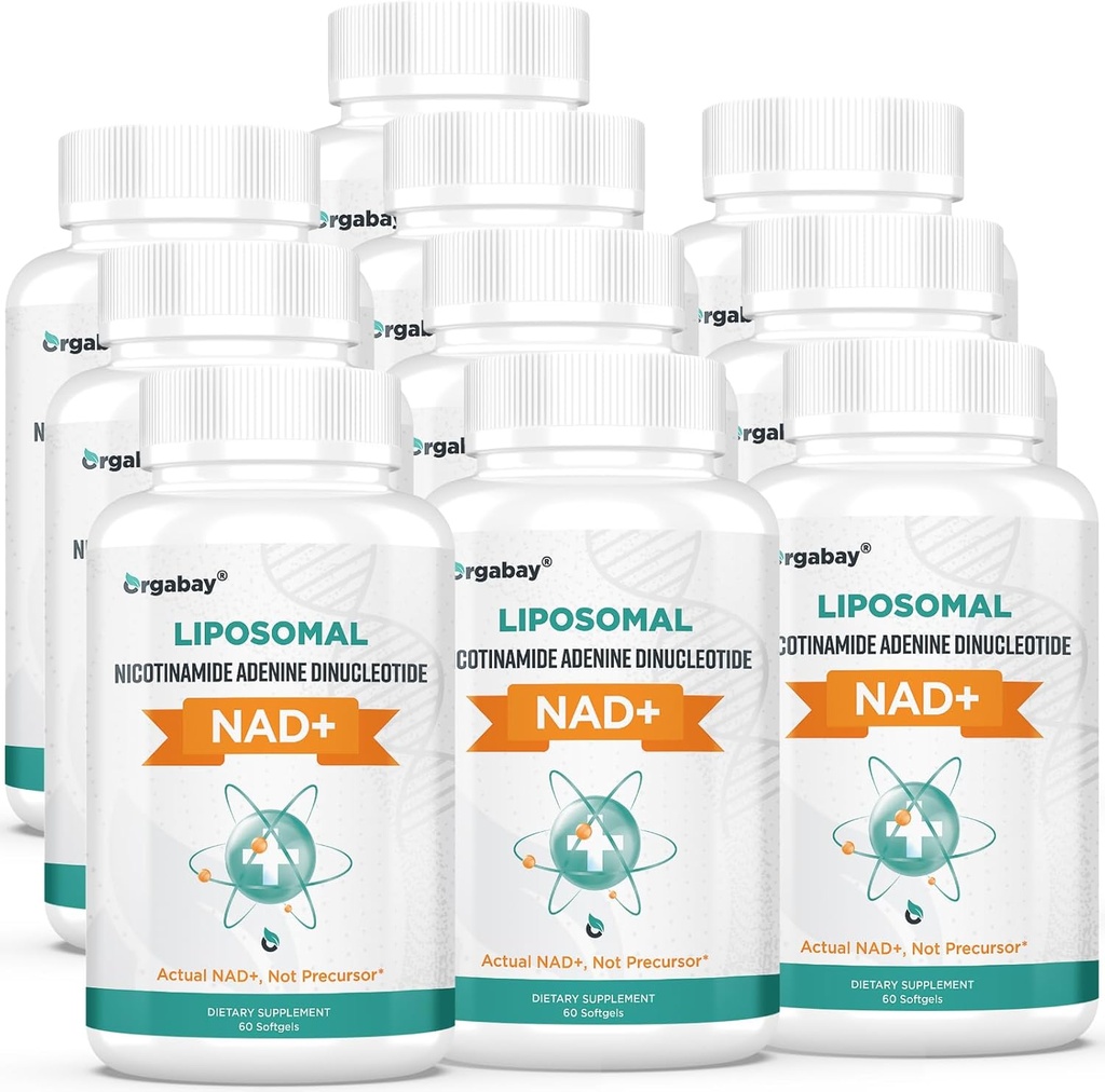 Orgabay Liposomal NAD+ Täydennys 500 mg, suuri imeytyminen, NAD+:n lisääminen TMG 250 mg:n annoksella, todellinen NAD Plus tehokkaampi kuin Nikotinamidi Ribosidi, tukisoluenergia, terve ikääntyminen 600 Softgelia