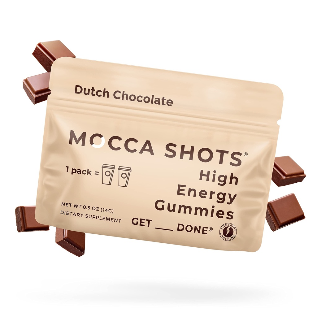 SGC Seattle Gummy Company Kofeiini energia Gummies 12-Pack, hollantilainen suklaa Mocca Energy Chews, Nootropic, Vegan, Plant-Baseed, Gluteeniton, 200 mg kofeiini