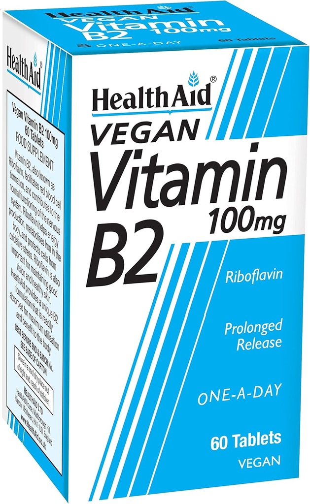 Hälsohjälp vitamin B2 (Riboflavin) 100mg - långvarig frisättning 60 tabletter