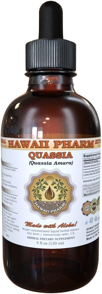 Quassia (Quassia Amara) Liquid Extract, Tincture, Herbal Supplement, Havaiji Pharm, Made in USA, 4 fl.oz