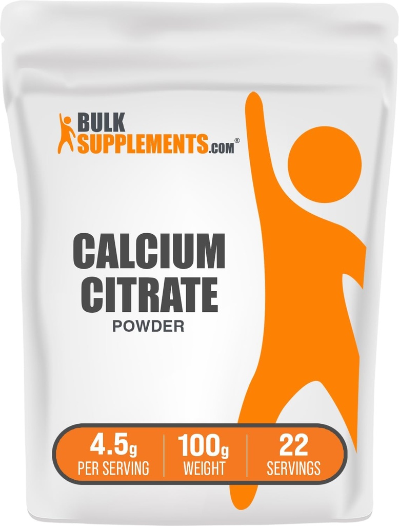 BulkSupplements.com Calcium Citrate Powder - Calcium Supplement, High Bioavailable - Unflavored & Gluten Free, 4,5g per Servering, 100g (3,5 oz) (Pack av 1)