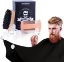 Parta Harjaus Kit miehille 4 in 1. Parta Harja ja Comb Set Sotku vapaa Bib Esiliina, Viiksi sakset. Luonnollinen harja ja Dual Action Comb. - Miesten valmennus. Lahja aviomiehelle.