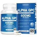 Alpha GPC Koliinikapselit - 120 Count, 600mg Tarjoilut (Aivotuki, joka tukee Focus, Muisti, Motivaatio, & Energia (Kolmannen osapuolen testattu, Vegan Safe Made in USA) Aivojen tuki täydentää