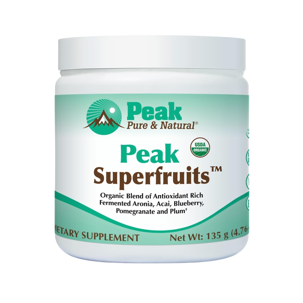 Peak Organic Superfreds - Polyfenoli Rich Superfood Powder - ei-GMO Fermented Aronia Berry, Acai, Mustikka, Granaattiomena, ja Plum - ikääntyminen, Metabolic Health, Heart Health (30 Servings)
