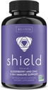 WellPath Shield Elderberry kapselit - 5-in-1 Immuuni tuki Booster sinkki, C-vitamiini, Echinacea, Bee Propolis - Premium Sinkki täydentää - 600 mg Sambucus Musta Elderberry pillereitä aikuisille - 60 Ct