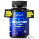 Magnesium 7 Komplex Tillägg Avancerat med Glycinate Citrate Malate Chelate Taurate Orotate Aspartate, kapslar med Zink, Vitamin D3 & B6 för sömn, muskelavlastning, 60 kapslar