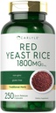 Carlyle Red Yeast Rice Supplement | 1800 mg | 250 kapslar | Non-GMO & Gluten Free