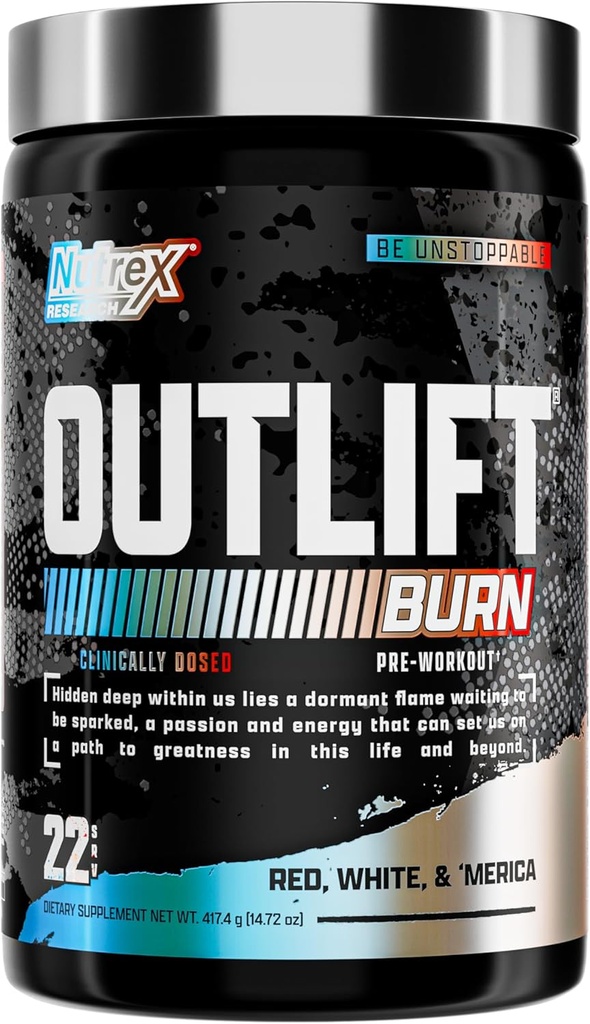 Nutrex Outlift Burn Pre-Workout Supplement for Energy, Focus & Endurance Metabolyte, L-Citrulline, Beta-Alanine & Coffeine .