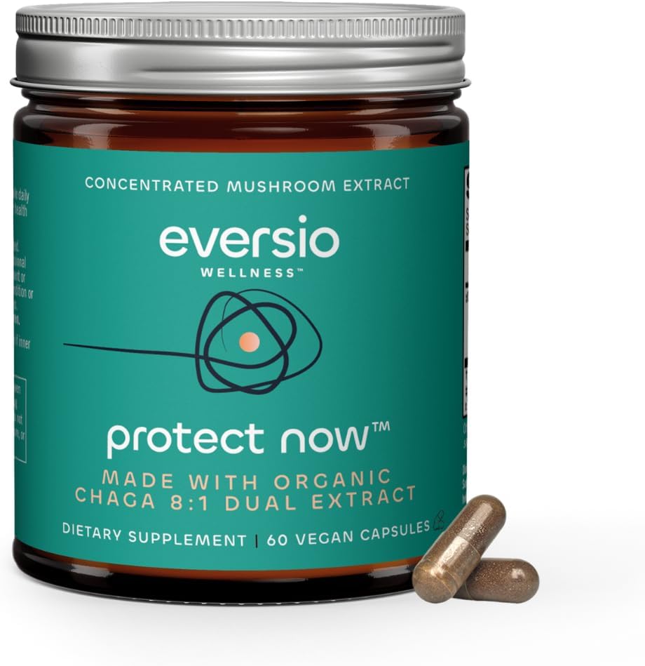 Suojaa nyt Luomu Chaga Mushroom Supplement - 8:1 Dual Extract 60 Vegan kapselia (450 mg) 60 Tarjoilut ...