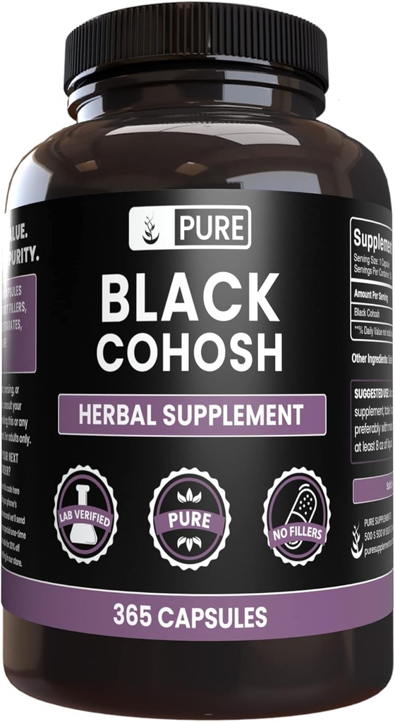 Rena originalingredienser svart cohosh (365 kapslar) Inga magnesium eller risfiller, alltid rena, labb verifierade