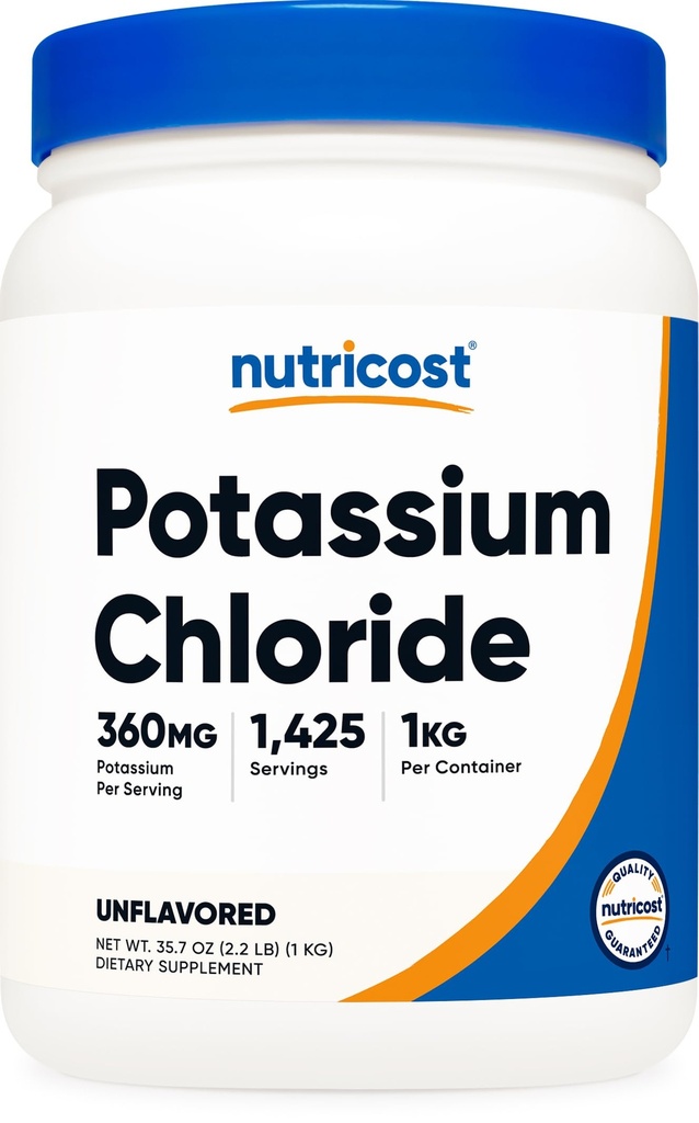 Nutricost Kaliumkloridijauhe 1 kg - Gluteeniton, muu kuin GMO