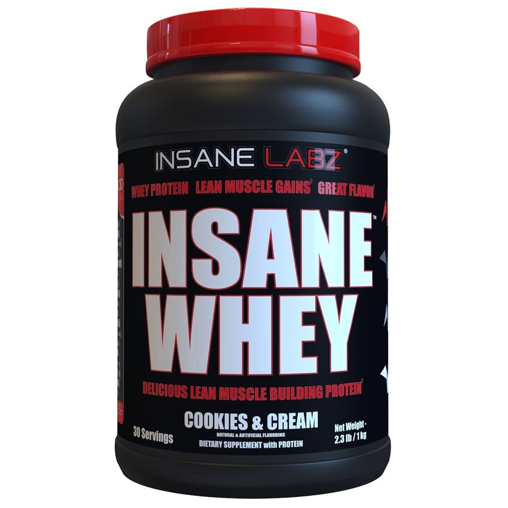 Insane Labz Insane Whey,100% Lihas Building Whey Protein, BCAA Amino Profile, Mass Gainer, Aterian korvaus (Evästeet & Cream, 30 tarjoilua)