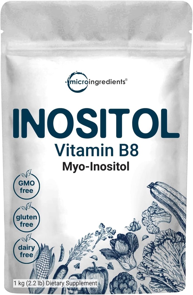 Micro Ingredients Myo-Inositol Powder, 2.2lb (1666 portioner) | Inositol Supplement för kvinnor | Stöder Hormonal Balance & Ovarian Health | Non-GMO, Vegan, Filler-Free