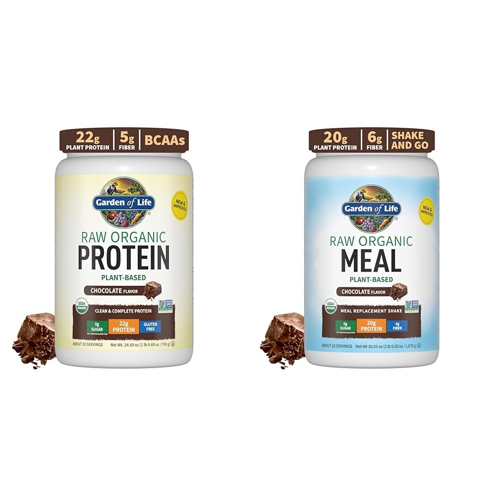 Elämänpuutarha Organic Vegan Chocolate Protein Powder Raw Organic Meal Replacement Shakes - Chocolate Plant Based Vegan Protein Powder