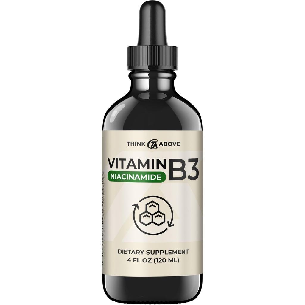 Liquid Vitamin B3 (som Niacinamide) Supplement - Non Flush Form of Niacin - Fast Absorption -Convenient Niacin Drops för kvinnor och män - 4 oz (120 ml)