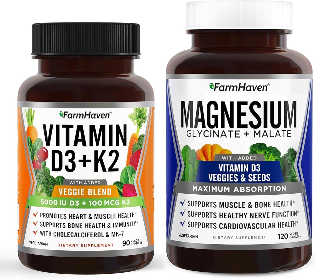 FarmHaven Magnesium Glycinate ja D3-vitamiini K2