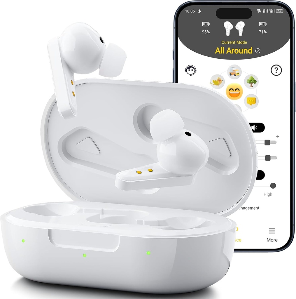 Kingwell OTC kuulolaitteet Ladattavat, Bluetooth kuulolaitteet senioreille Smart App Ota käyttöön puhelut iOS / Android, Authentic Sound Quality, 32 DSP Channel Melu Peruutus