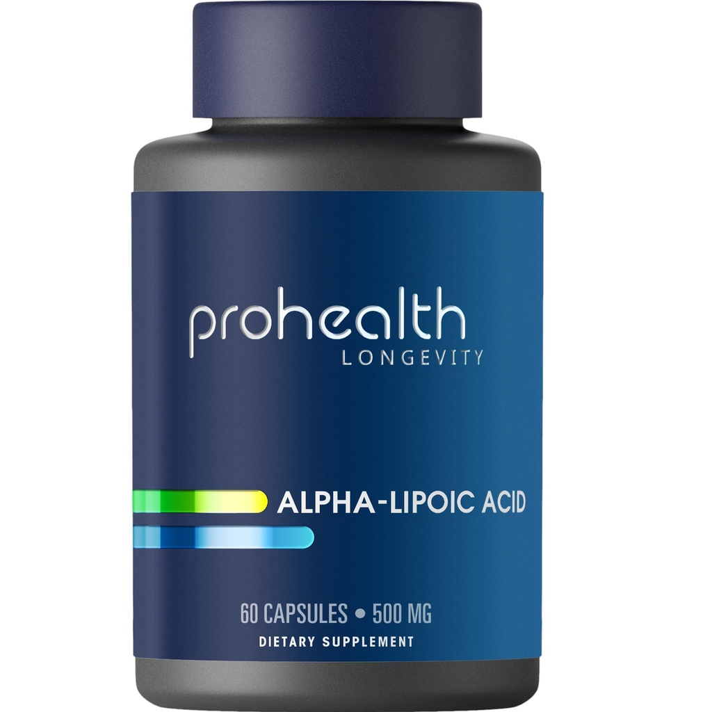 ProHealth Alpha Lipoic Acid High Potency 1000mg edistää aineenvaihduntaa, nuorempi näköinen iho, ja soluenergiaa. Taistelee Väsymys ja aivosumu. Suojaa sydän, aivot, ja maksan terveys. 30 Palvelua.