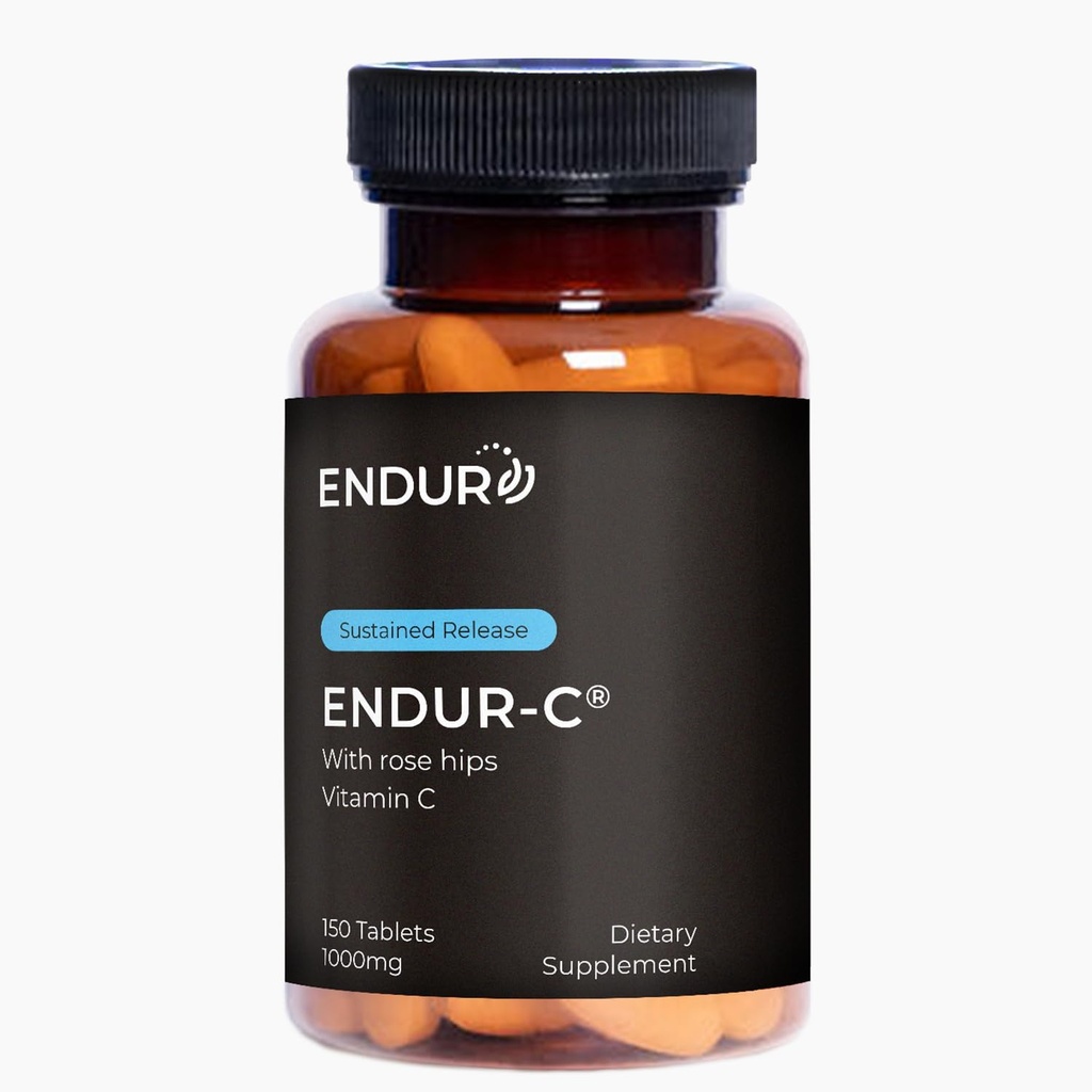 Endur ENDUR- C-vitamiinia ruusun hiukset, tukee kollageenin tuotanto, antioksidanttien suojelu & hellä digestio, gluteeniton, 1000 mg (150 tablettia)
