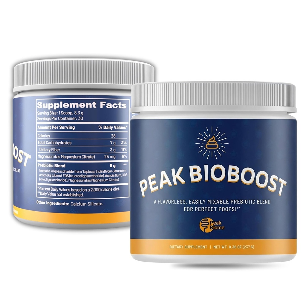 Peak BioBoost - Prebioottikuitu Supplement - Mahdoton digestiivinen ravintolisät - Helppo liuottaa Prebioottijauhe - Ei gluteenia, soijaa tai meijeri - 1 kuukausi tarjonta - 30 tarjoilut